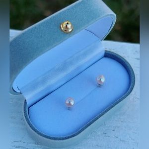S925 Sterling Silver Post Freshwater Pearl Stud Earrings Best Xmas Gift